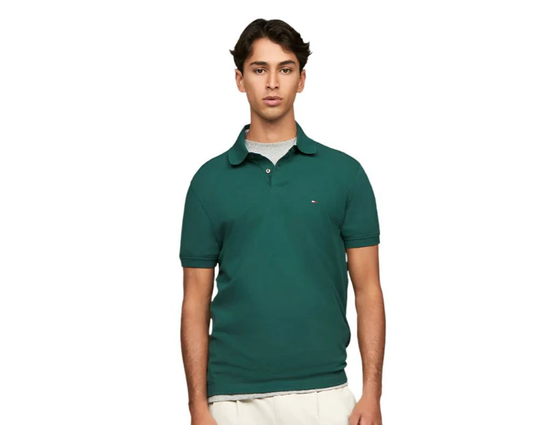 Tommy Hilfiger Mens Stretch Cotton Regular Fit Polo Shirt - Ornamental Green