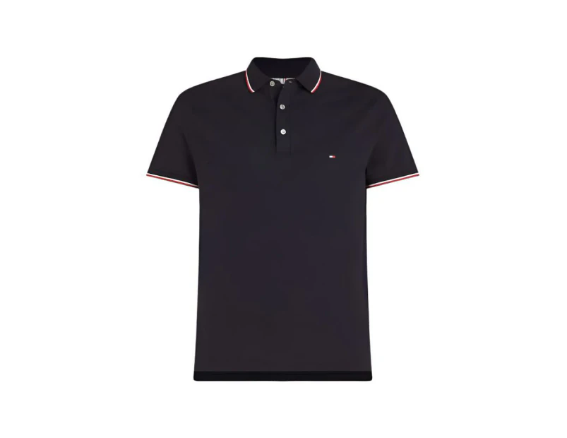 Tommy Hilfiger Mens Cotton Tipped Slim Fit Polo Shirt - Blue