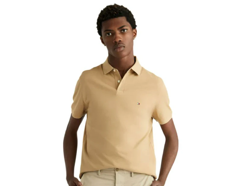 Tommy Hilfiger Mens Stretch Cotton Regular Fit Polo Shirt - Classic Khaki