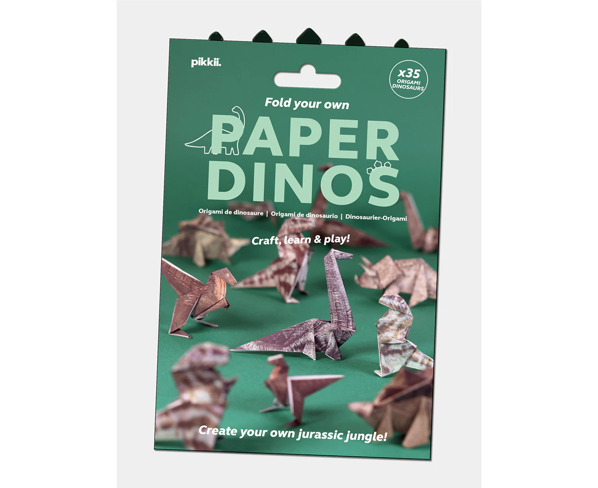 35pc Pikkii DIY Craft Paper Dinosaurs Jurassic Dinos Origami w/Instructions