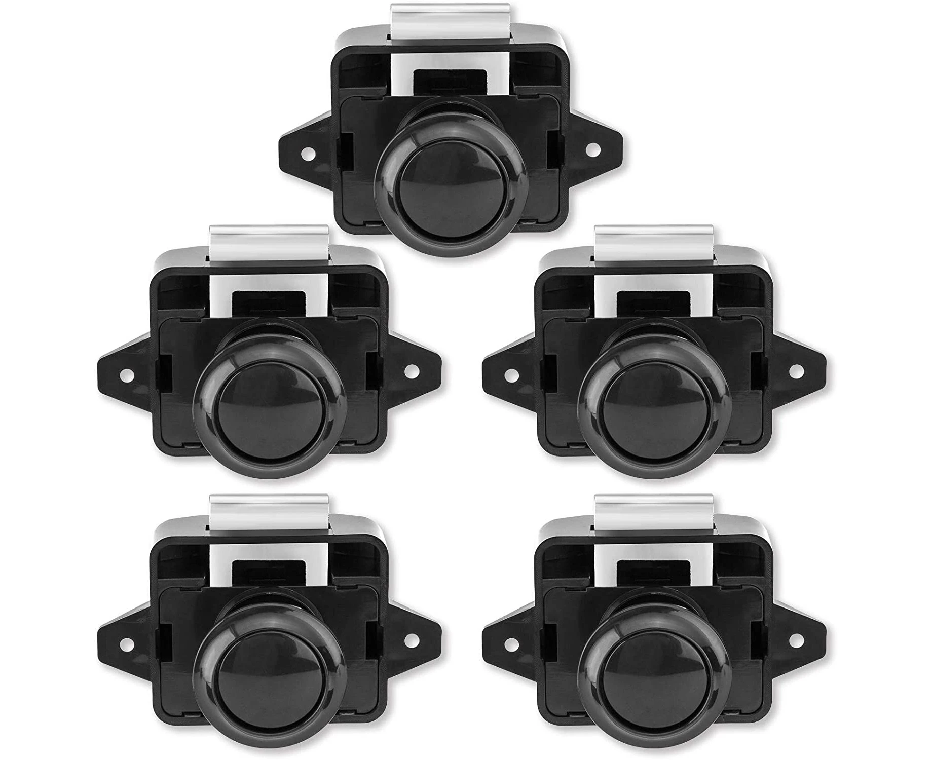 Push Button Latch - Keyless Cabinet Lock Clasp Cupboard Door Knob For Rv Motorhome 5 Piece Black