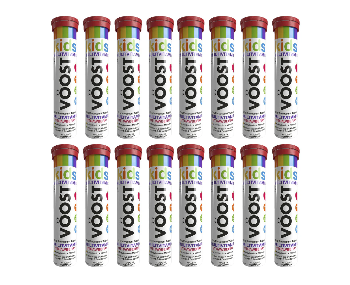 16x VOOST Kids Multivitamin Effervescent Tablets Strawberry 20 Pack