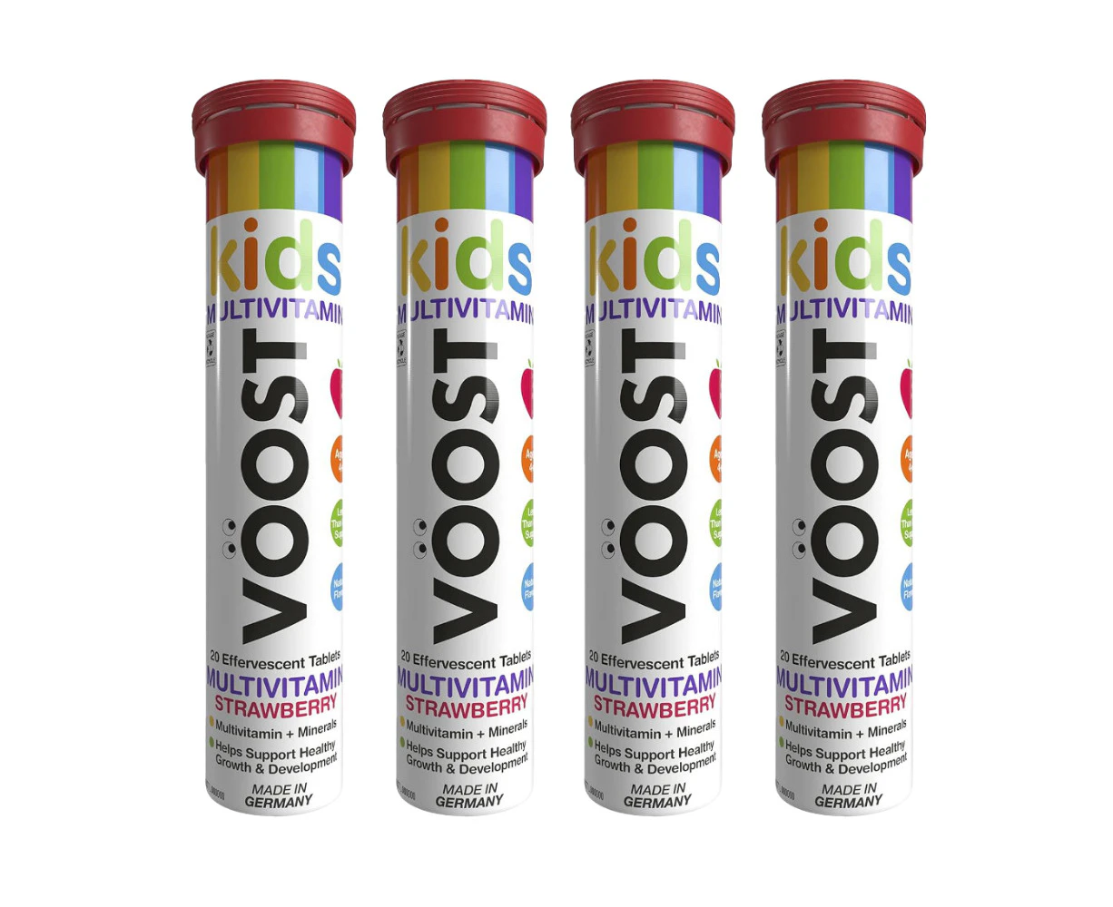 4x VOOST Kids Multivitamin Effervescent Tablets Strawberry 20 Pack