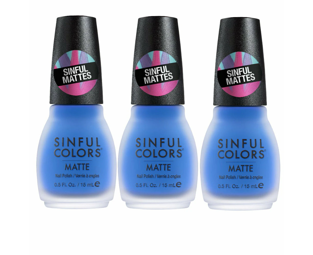 3x Sinful Colors Matte Nail Polish 15ml 2563 Blew Me Away