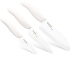 Kyocera 3Piece Advanced Ceramic Revolution Series Knife Set, White, Blade Sizes: 5.5", 4.5", 3"