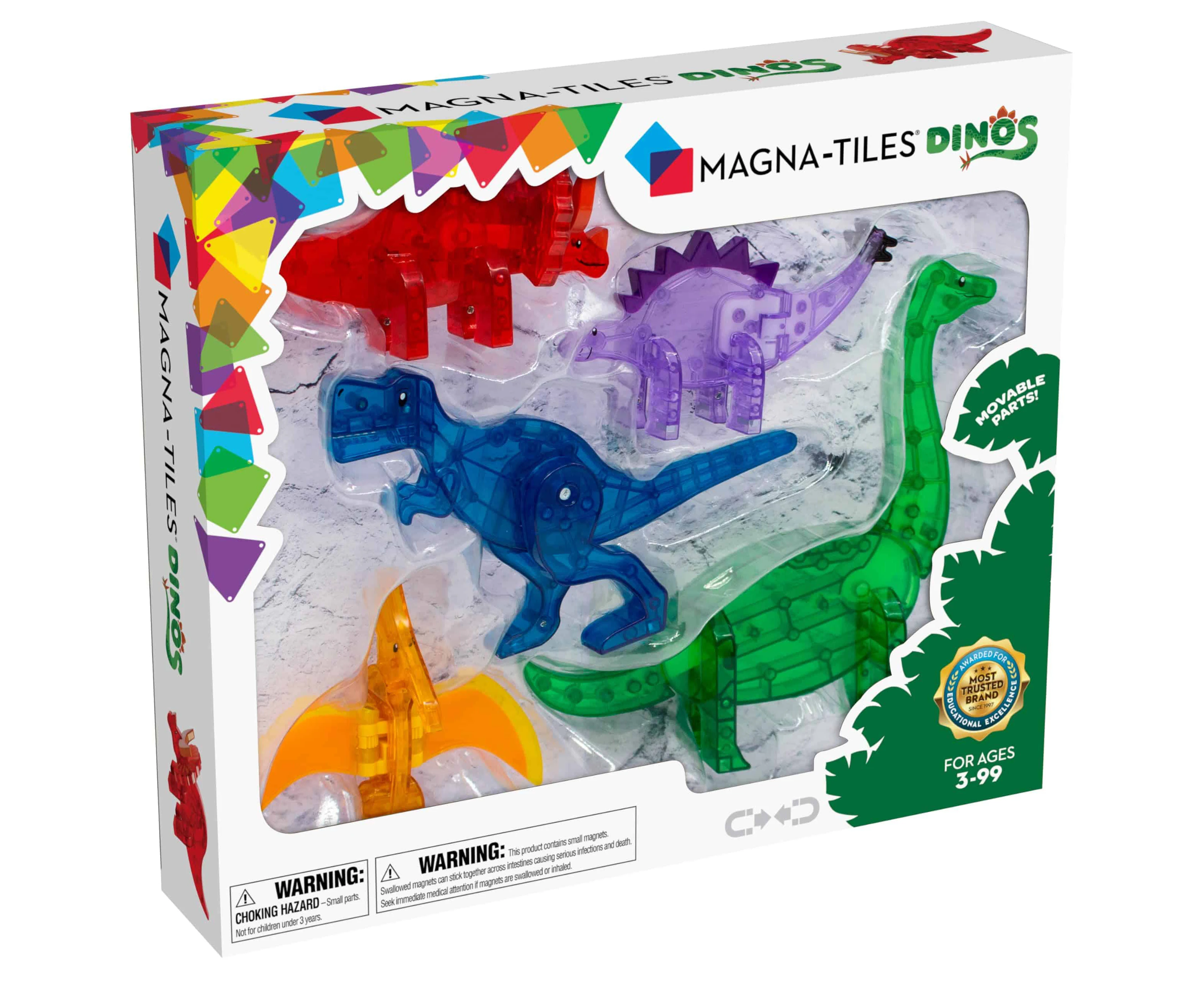 Magna-tiles Dinos 5-piece Set: Build A Prehistoric World Filled With Dinosaurs! Spark Imaginative Exploration.