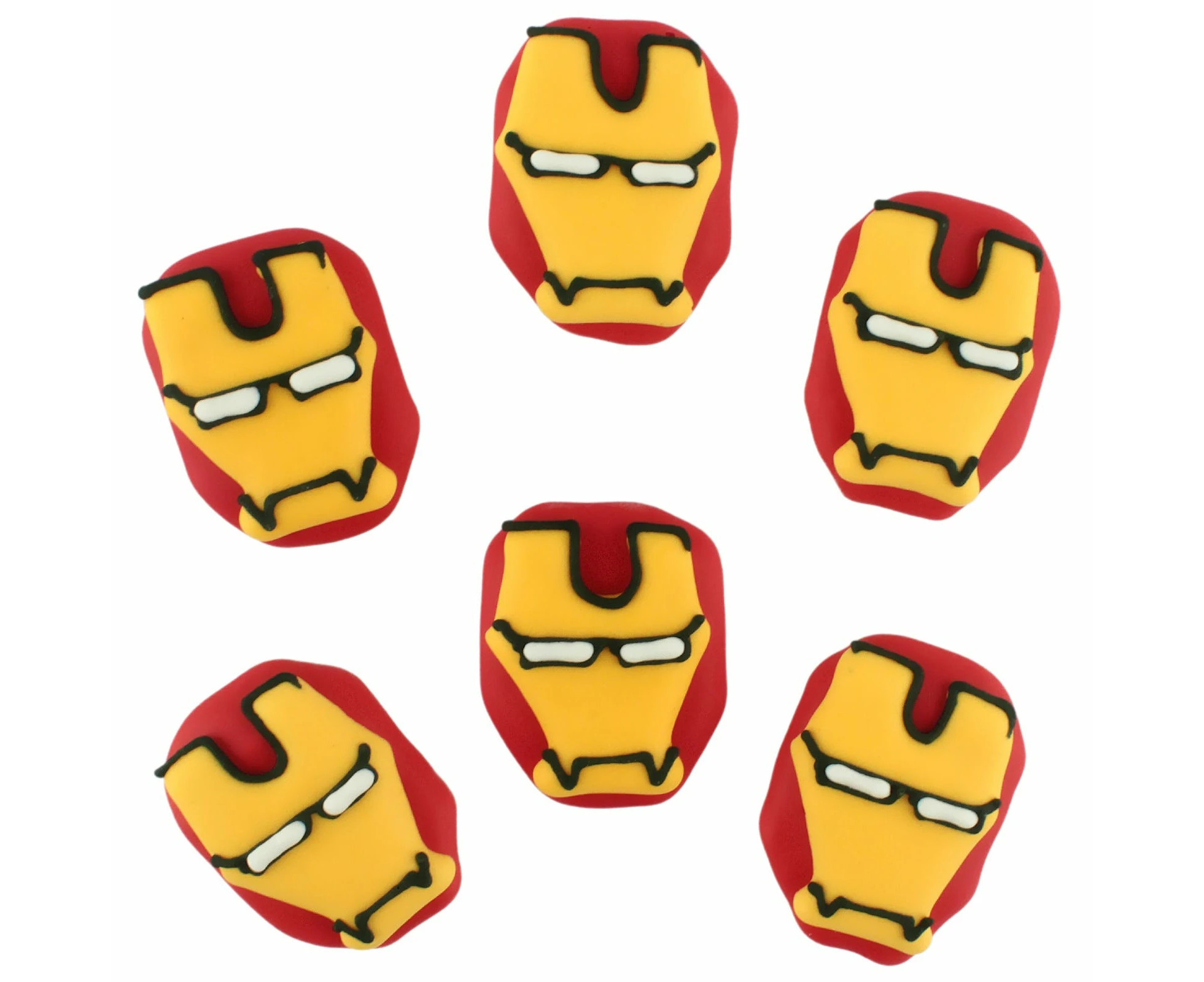 Iron Man Edible Sugar Cupcake Decorations (Pack of 6)