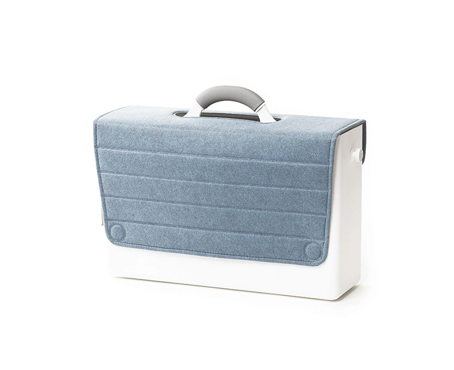 Mobile Desk Caddy with Cover for Laptop - Mountain Mist Blue Felt