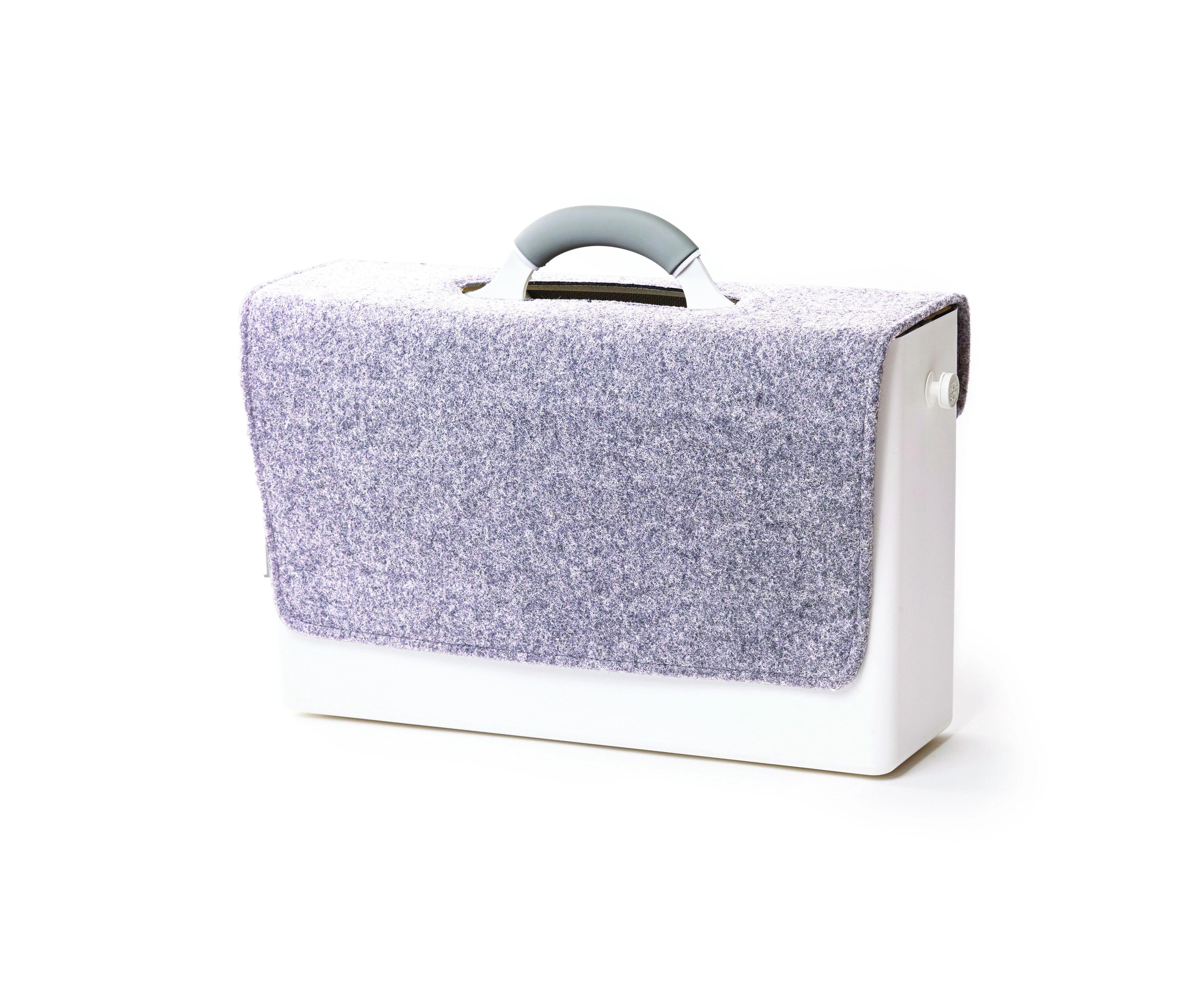 Mobile Desk Caddy with Cover for Laptop - Cloud Grey Pure Wool