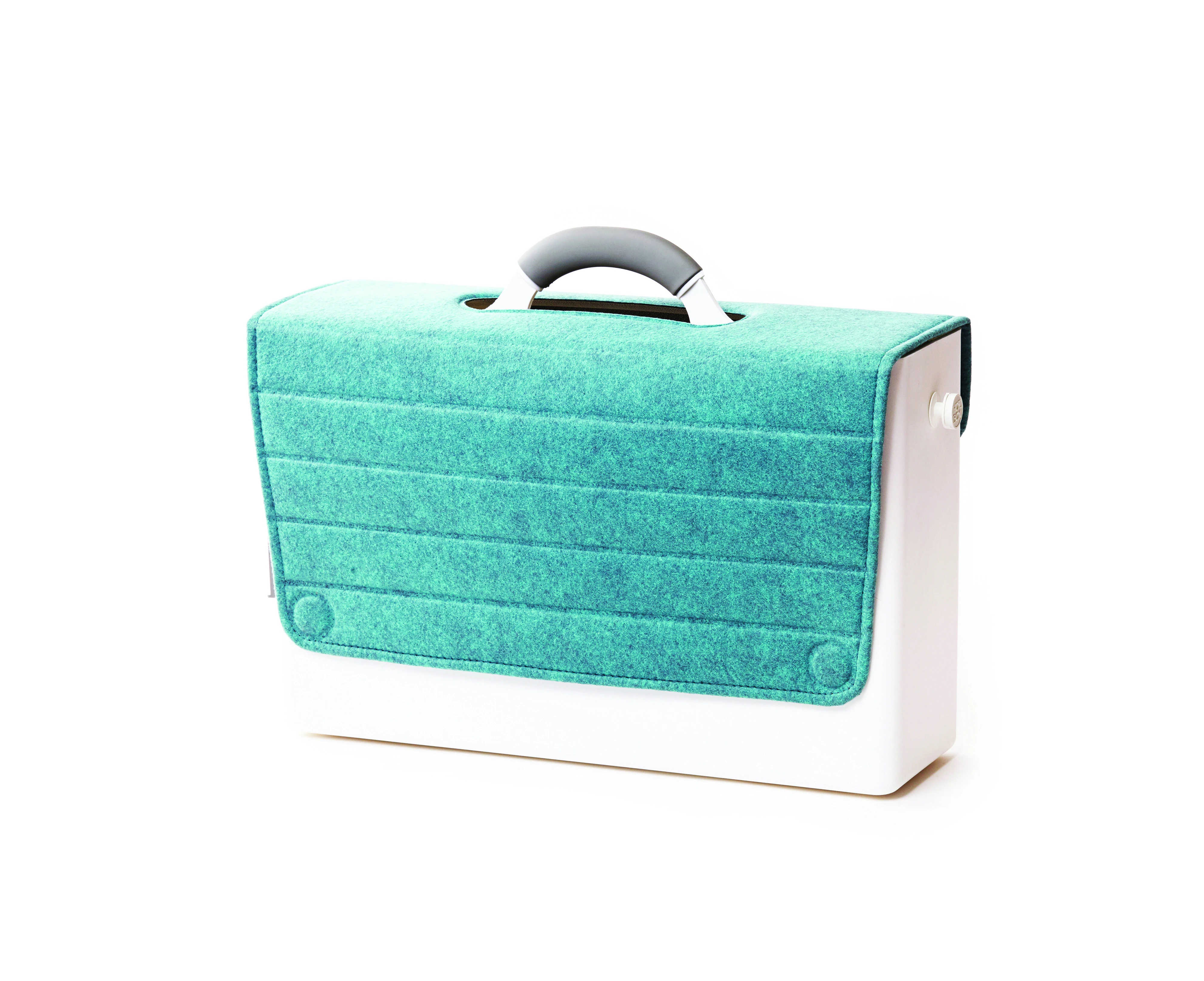 Mobile Desk Caddy with Cover for Laptop - Neptune Blue Felt