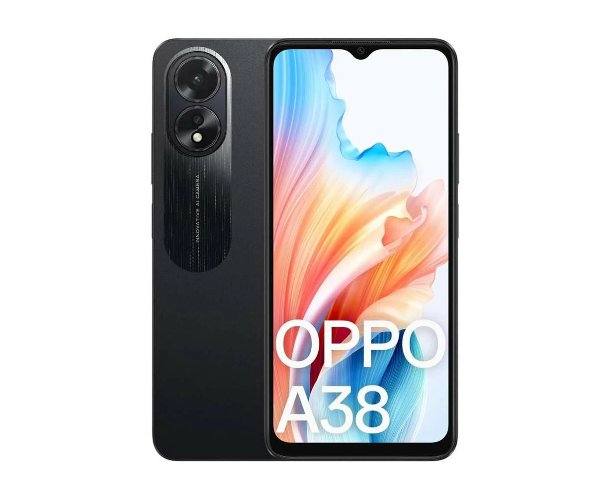 OPPO A38 6.56in Dual Nano SIM 4GB RAM 50MP AI Camera 128GB Phone - Black (Oppo Refurbished) - Refurbished Grade B