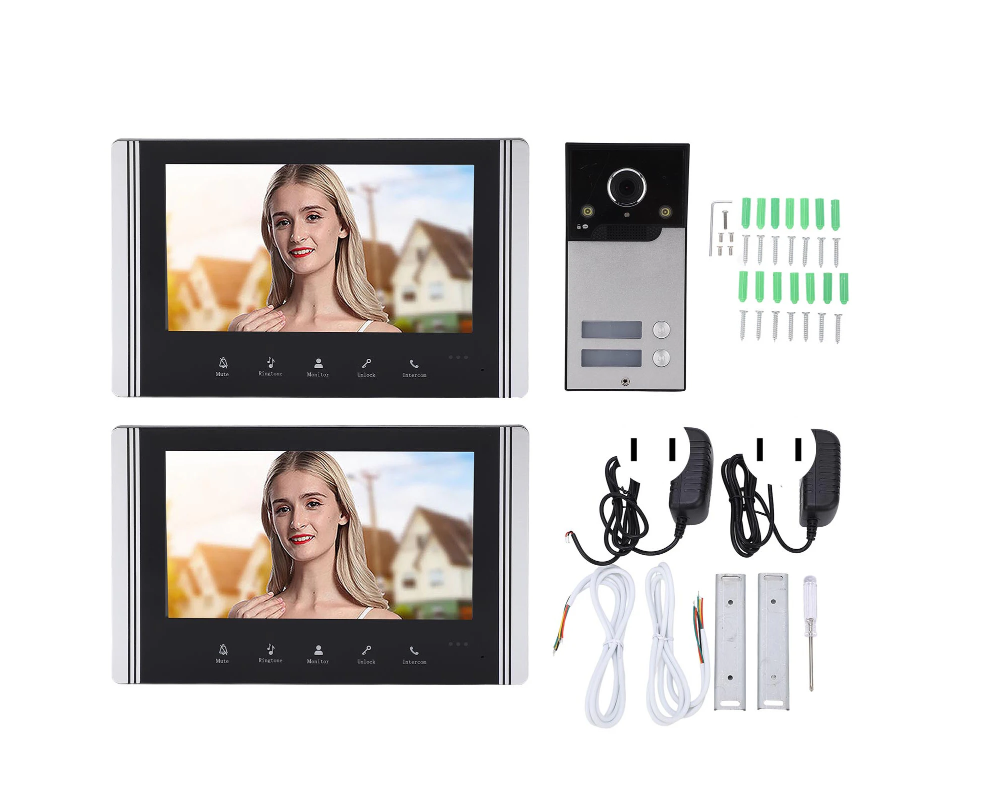 Video Doorbell Intercom System 7In Tft Lcd Screen 120° Wide Angle For Home Apartment Ac100?240V