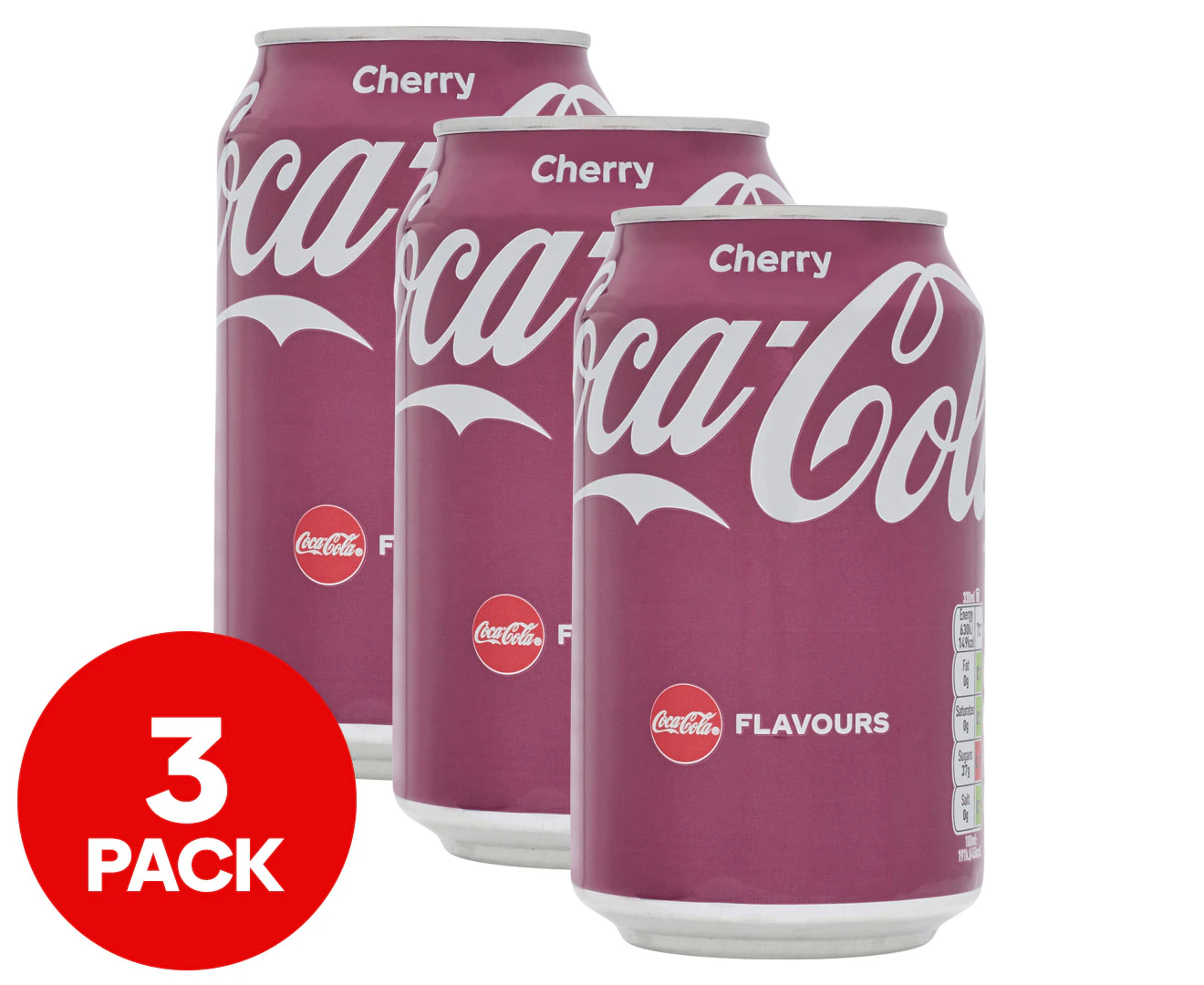 3 x Coca Cola Cans Cherry 330mL