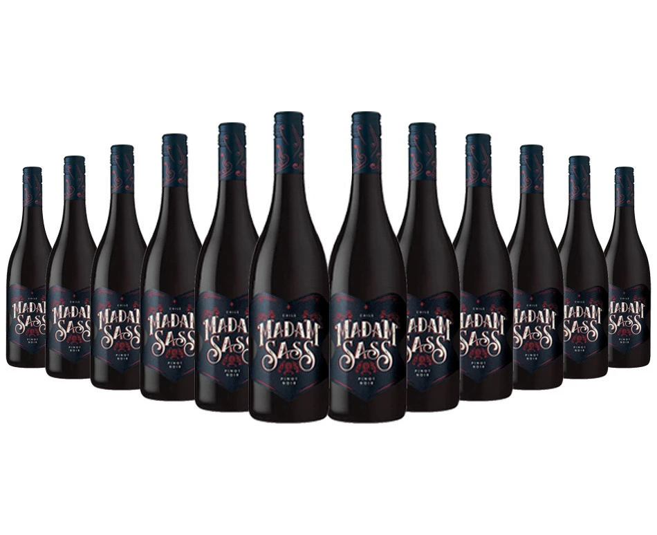 Madam Sass Chile Pinot Noir Red Wine - 12 Bottles