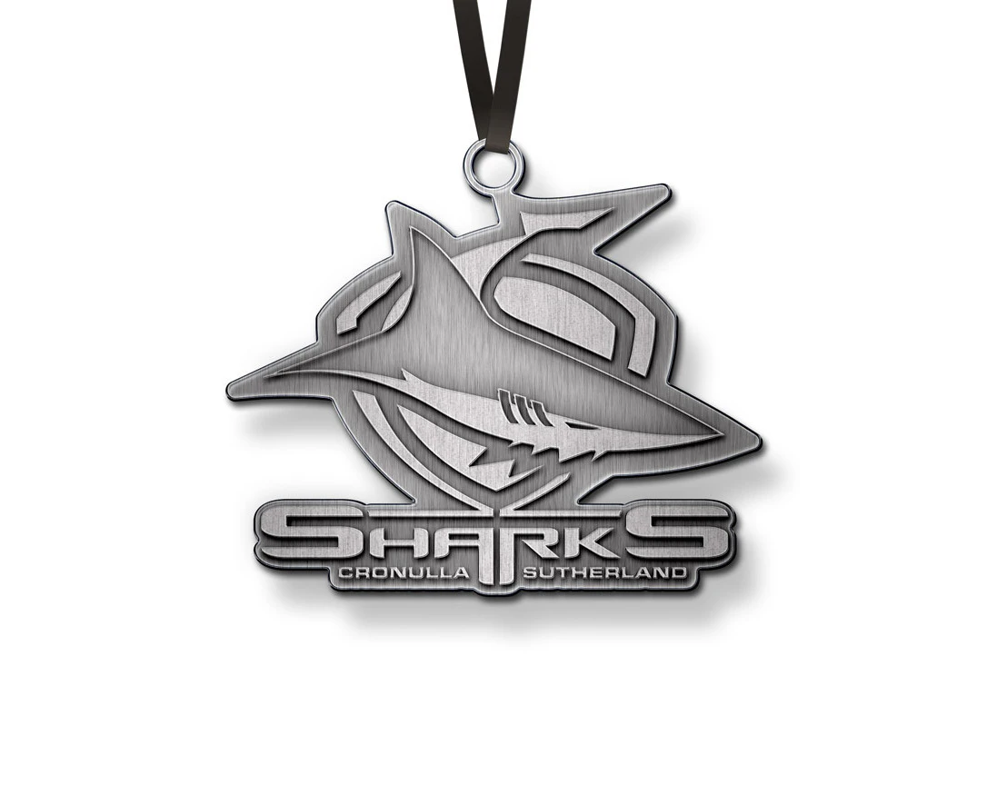 Official NRL Cronulla Sharks 3D Metal Logo Christmas Ornament