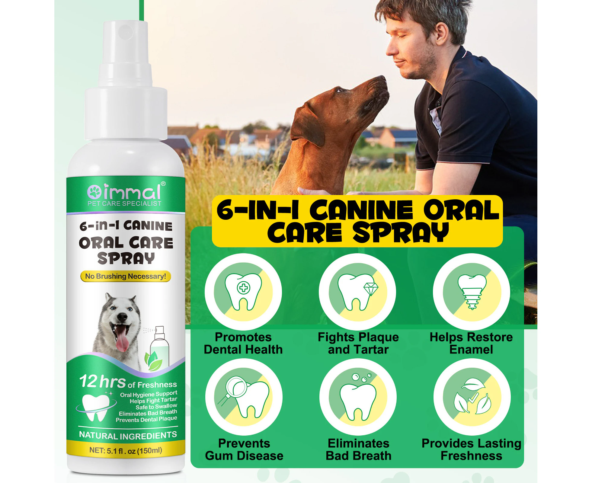 Oimmal 6in1 Canine Oral Care Spray for Dogs 150ml