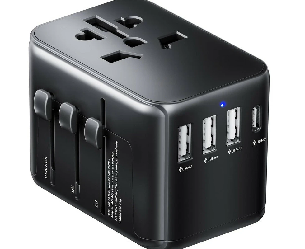 HEYMIX International Travel Adapter, Universal Adapter Travel Plug, 4-Port USB & Type-C All in One European, UK, USA, Bali, India to AU Travel Plug