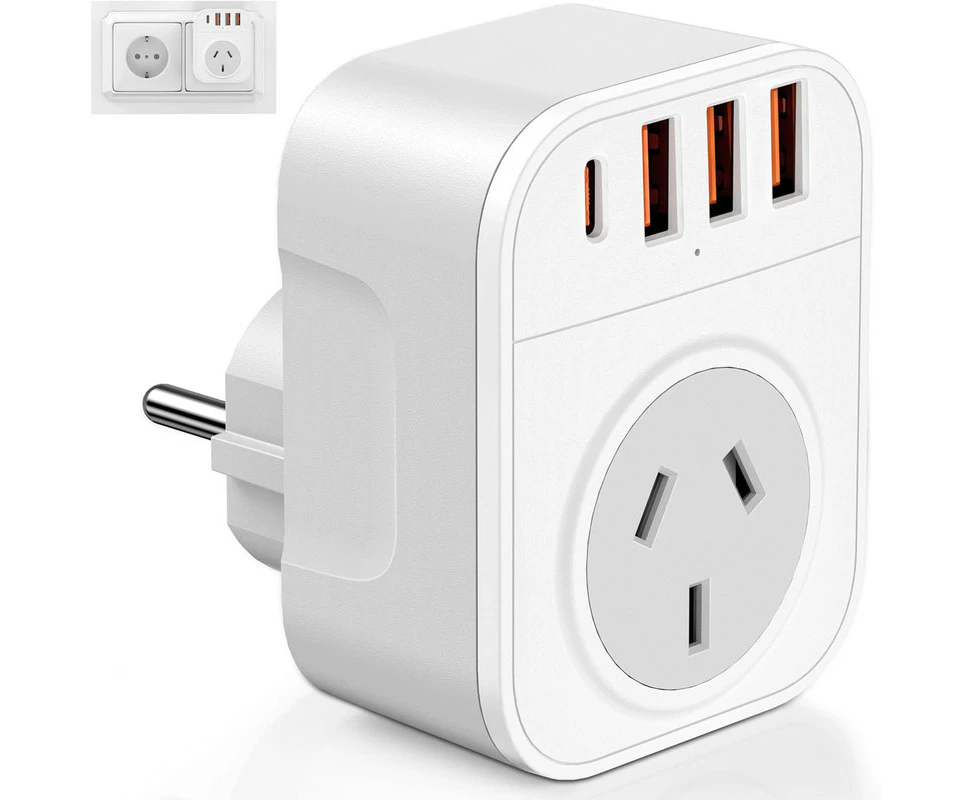 HEYMIX AU PLUG to EU Travel Adapter, AU to European Travel Plug, EU Plug Power Adaptor for Bali Germany Spain France Greece Netherlands Turkey, Type E/F