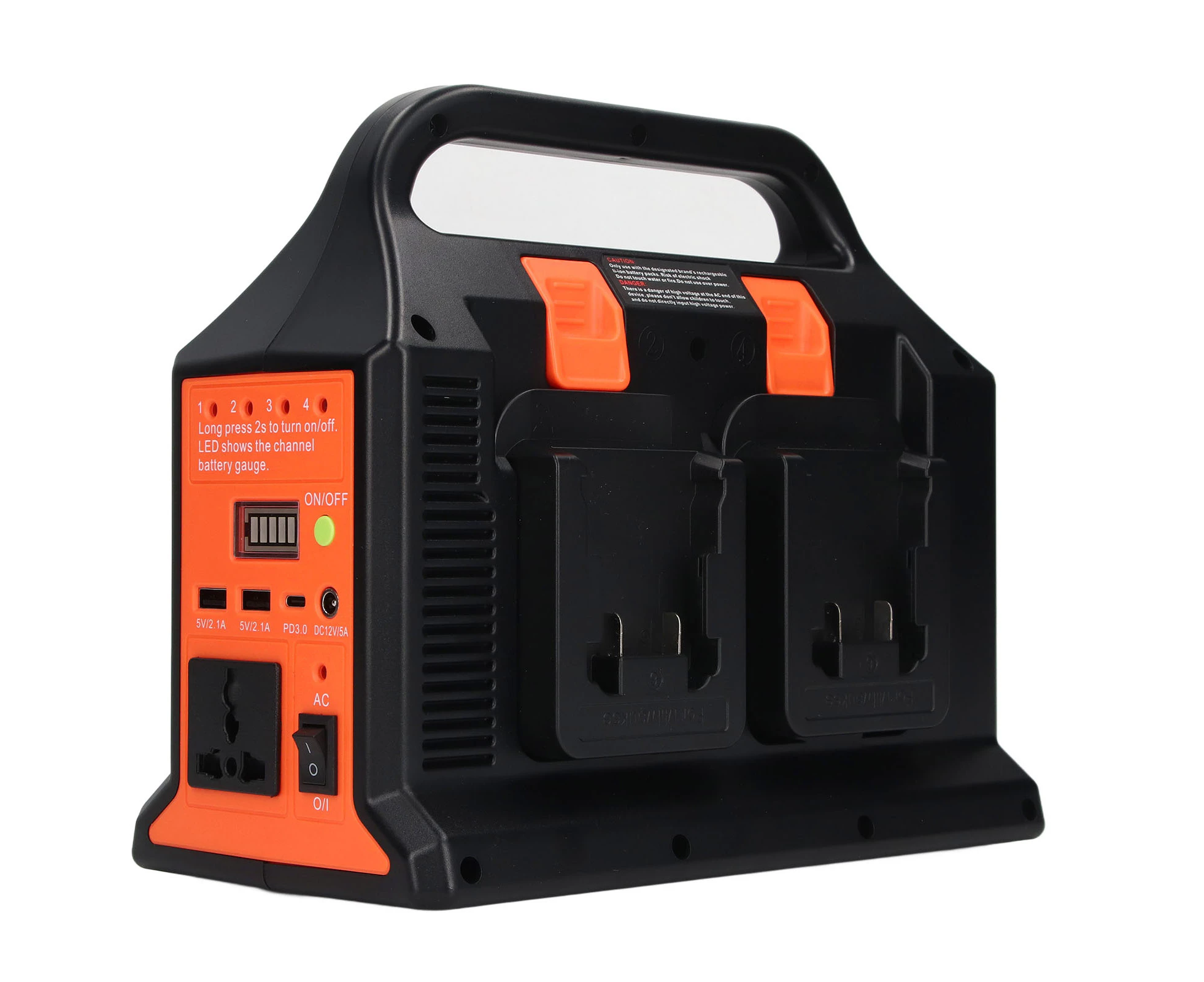 Power Inverter Portable Battery Inverter With Led Light Compatible For 18V Battery 110?120Vac 300W Orange