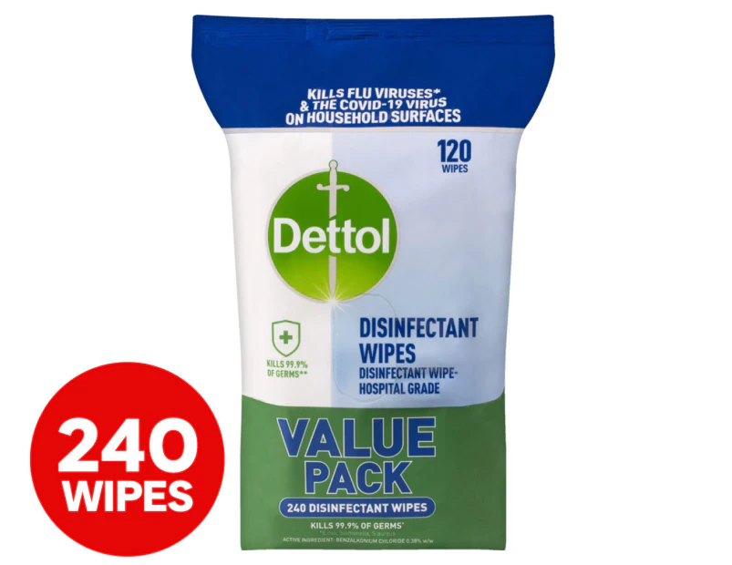 Dettol Hospital Grade Disinfectant Surface Wipes Fresh 240pk (2 x 120pks)