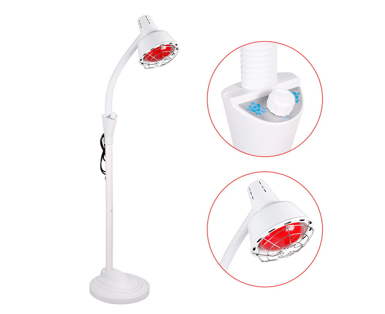 Infrared Heat Lamp Therapy Pain Relief IR Light Floor Standing Health Care 220V Therapeutic Stand Kit 275W E27 Temperature Red Body Muscle Massage