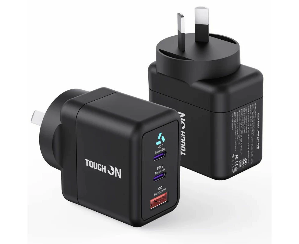 Tough On 45W 3 Port PD & QC 3.0 Fast Wall Charger