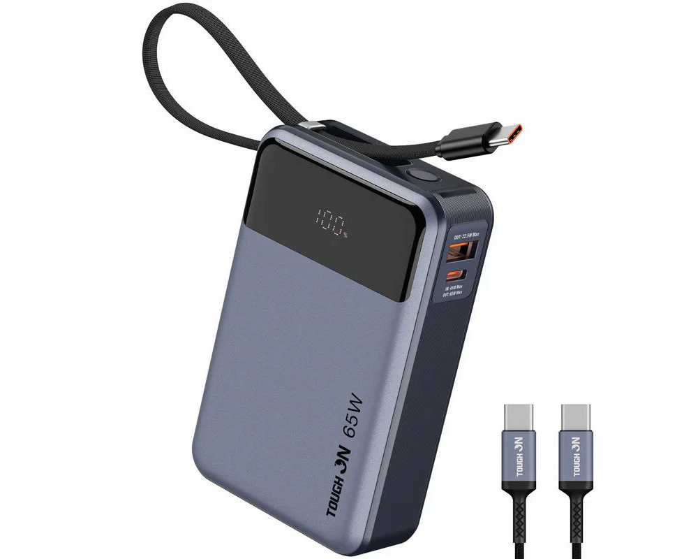 Tough On 2-in-1 65W 20000mAh Power Bank Bulit-in USB-C Cable