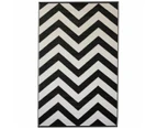 Laguna Black And White Chevron Recycled Plastic Outdoor Rug