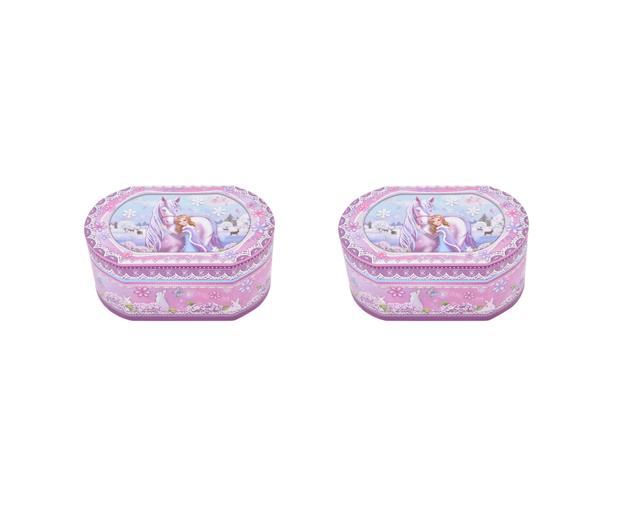 2x Gibson Gifts Girls Princess Oval Musical Jewelry Box Holder Organiser 15x11cm