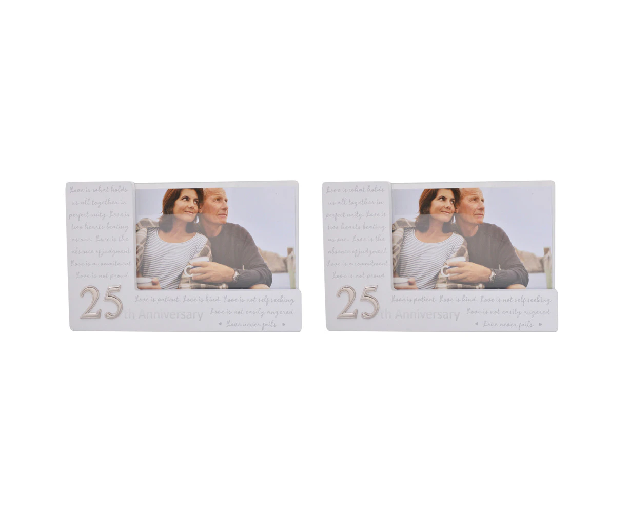 2x Gibson Gifts 25th Wedding Anniversary Photo Frame Home/Garden Decor 6x4"