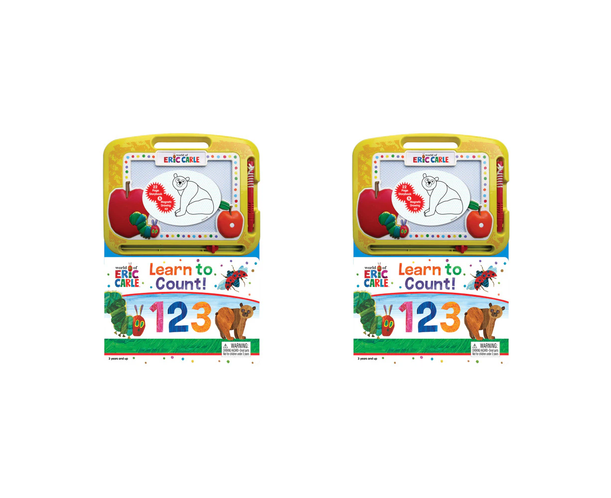 2x Eric Carle Learning Series Kids/Children Magnetic Drawing Pad w/ Book 3y+