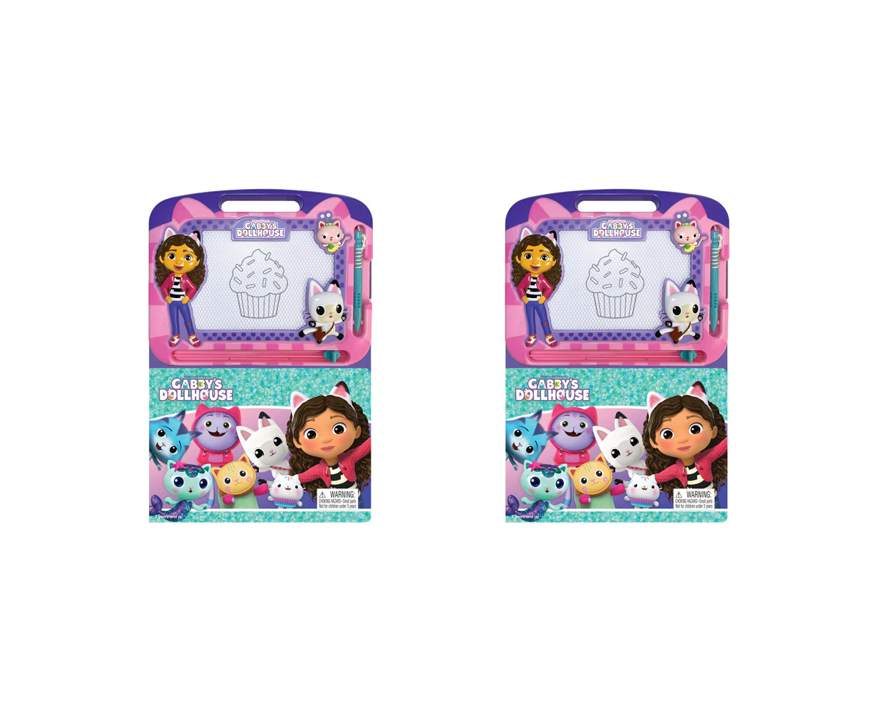 2x Univ. Gabby'S Dollhouse Learning Series Kids Magnetic Drawing Pad w/ Book 3+