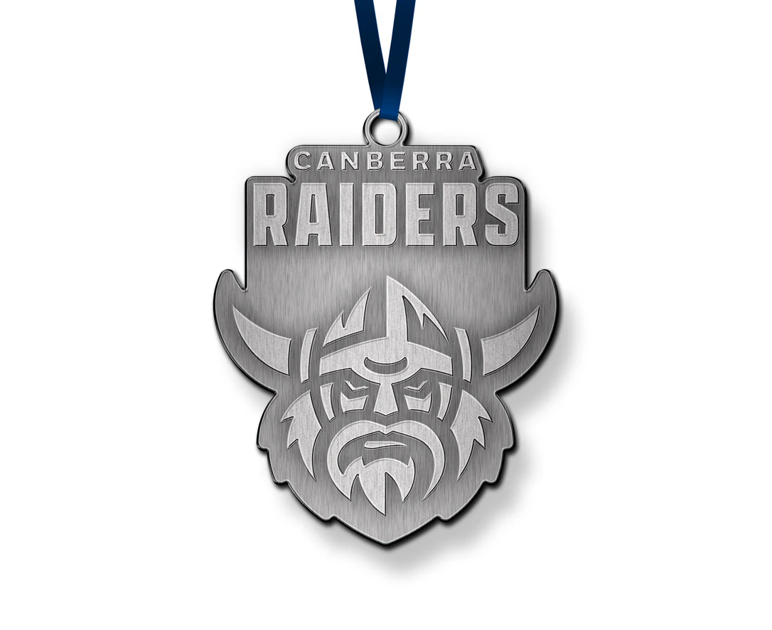 Official NRL Canberra Raiders 3D Metal Logo Christmas Ornament