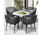 Livsip 5PCS Outdoor Dining Setting Marble-style Table Patio Furniture Bistro Set