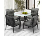 Livsip Outdoor Dining Set 4 Seater Patio Furniture Rattan Armchair Glass Table