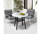 Livsip Outdoor Dining Set Patio Furniture 2 Seater Marble Tempered Glass Table