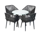 Livsip 5PCS Outdoor Dining Setting Marble-style Table Patio Furniture Bistro Set