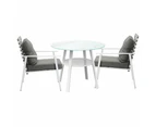 Livsip Outdoor Dining Set Patio Furniture Setting 3PCS Marble Table Rattan Chair