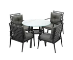 Livsip Outdoor Dining Set 4 Seater Patio Furniture Rattan Armchair Glass Table