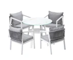 Livsip Outdoor Dining Setting Lounge Chair Patio Furniture Bistro Set 5PCS White