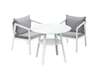 Livsip Outdoor Dining Setting Lounge Chair Patio Furniture Bistro Set 3PCS White