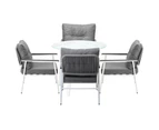 Livsip Outdoor Dining Setting Patio Furniture Set 4 Seater Tempered Glass Table