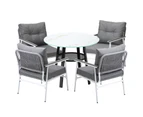 Livsip Outdoor Dining Set Patio Furniture 4 Seater Marble Tempered Glass Table