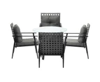 Livsip Outdoor Dining Set 4 Seater Patio Furniture Rattan Armchair Glass Table