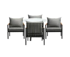 Livsip Outdoor Dining Setting Table Sofa Chairs Patio Furniture Set 5PCS