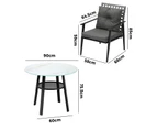 Livsip Outdoor Dining Set 4 Seater Patio Furniture Rattan Armchair Glass Table