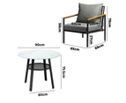 Livsip Outdoor Dining Setting Table Sofa Chairs Patio Furniture Set 3PCS