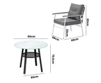 Livsip Outdoor Dining Set Patio Furniture 4 Seater Marble Tempered Glass Table