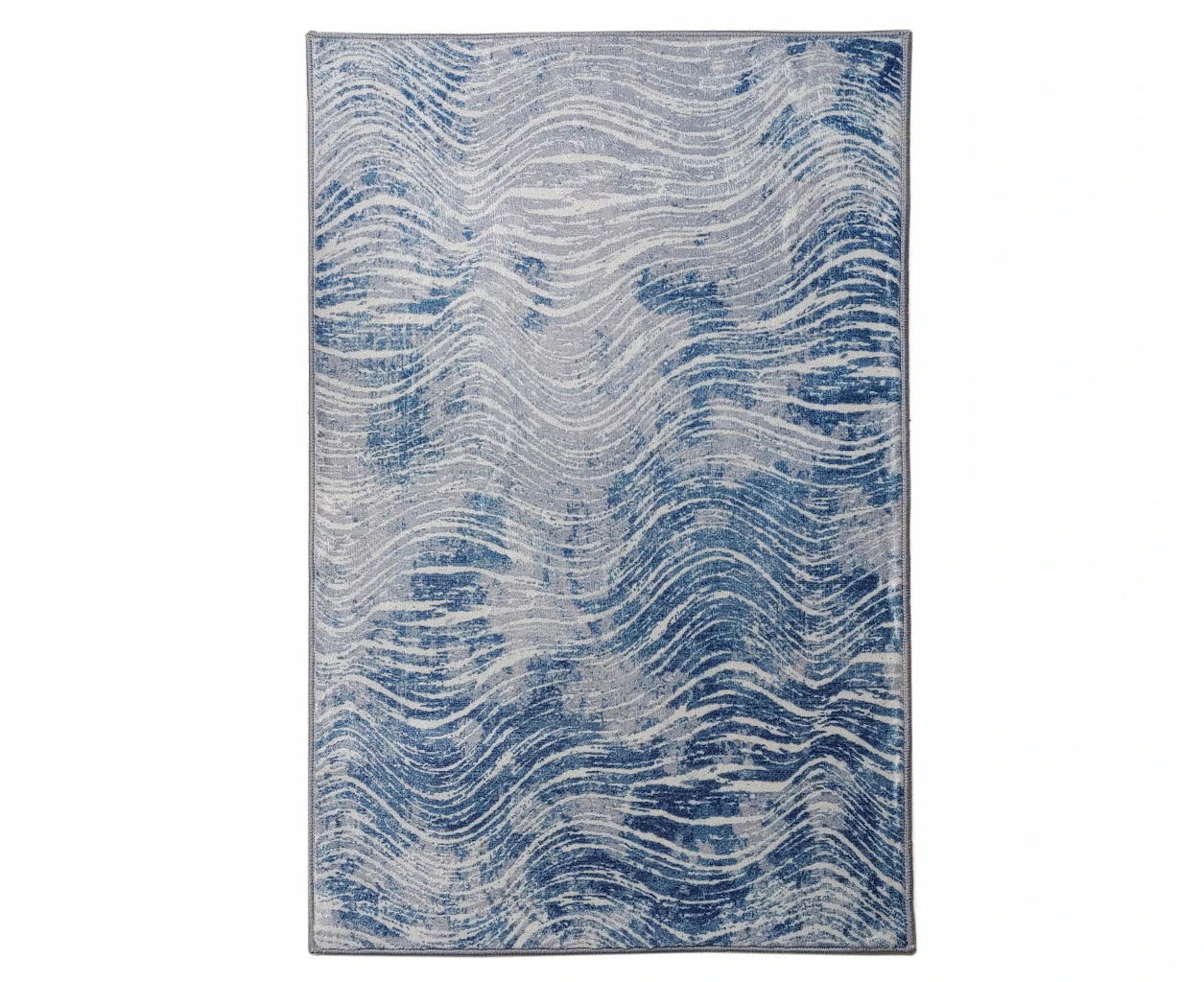 Shikhar Blue Modern Distressed Rug