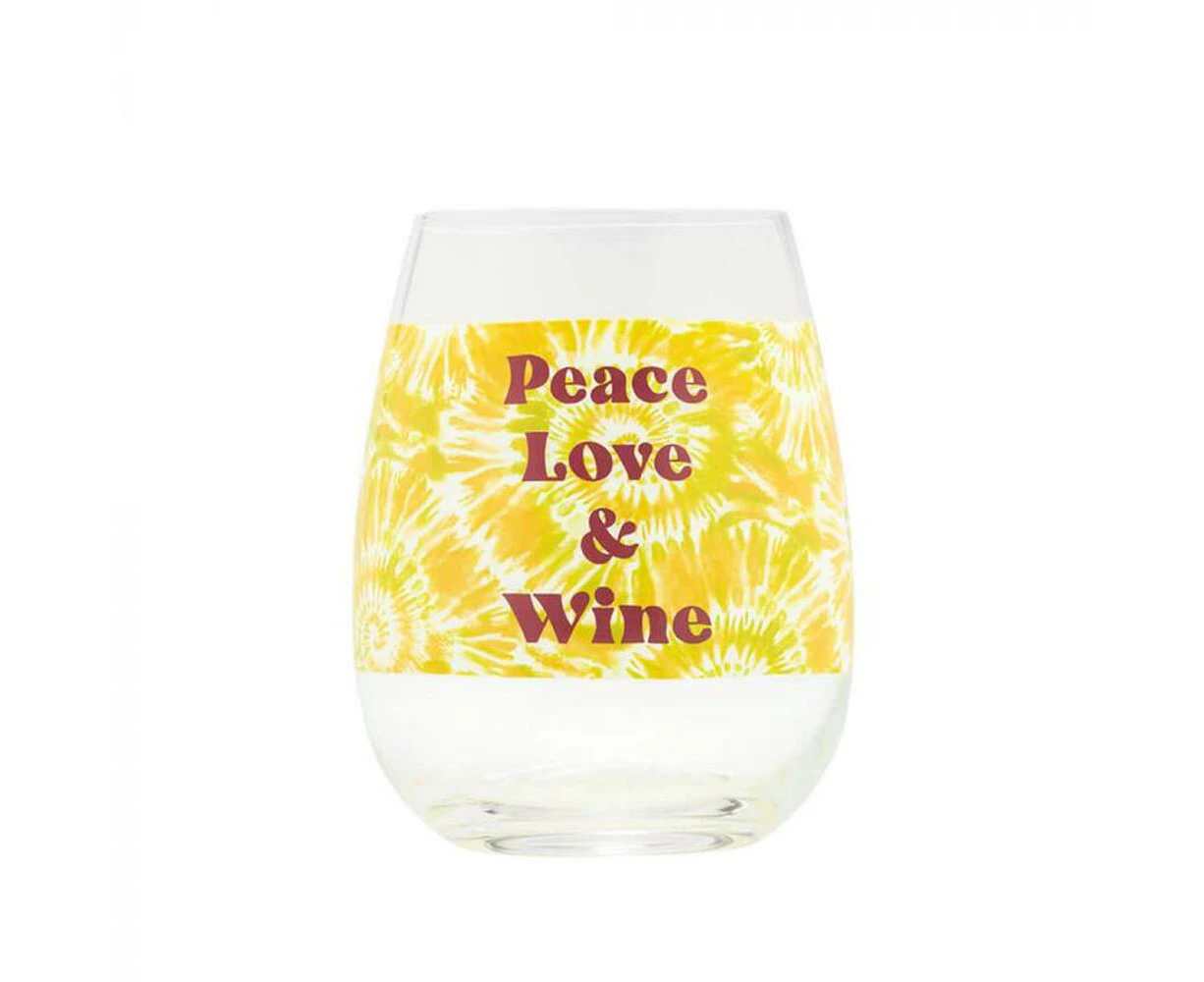 Peace Love & Wine Tie Dye Wine Glass